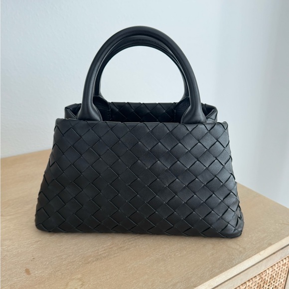 Bottega Veneta Handbags - Bottega Veneta Mini Intrecciato Leather Double Handle Tote
